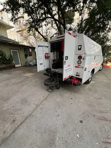 Magnet Plumbing service vehicle on-site for Slab Leak Repair in New Miami